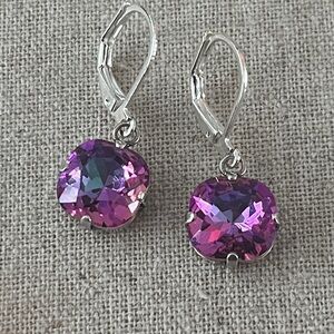 Swarovski Cushion Cut Earrings Sterling S…